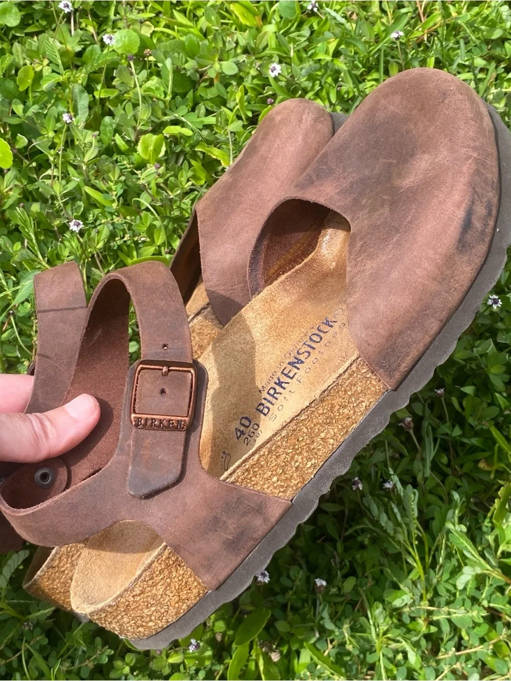 Birkenstock Messina womens oiled Brown Leather Mary Jane Sandals 40/9